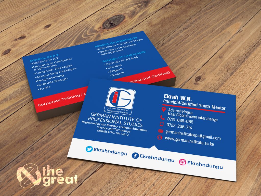 Quality Business Card Design & Printing for 10 Bob in Nairobi Kenya