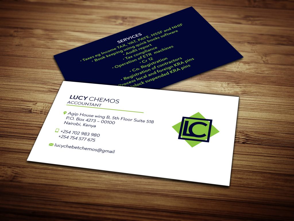 Quality Business Card Design & Printing for 10 Bob in Nairobi Kenya 